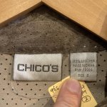 画像3: USED 90's CHICO'S チコズ パンチングスウェード 漢字プリント シャツジャケット GRY / 250924 (3)