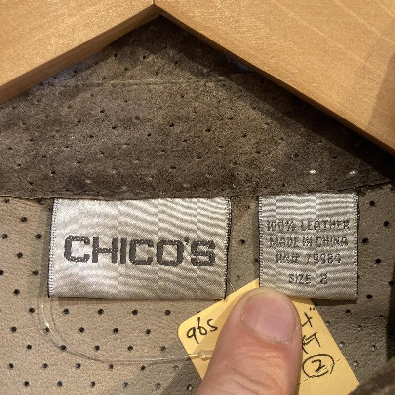 画像3: USED 90's CHICO'S チコズ パンチングスウェード 漢字プリント シャツジャケット GRY / 250924 (3)