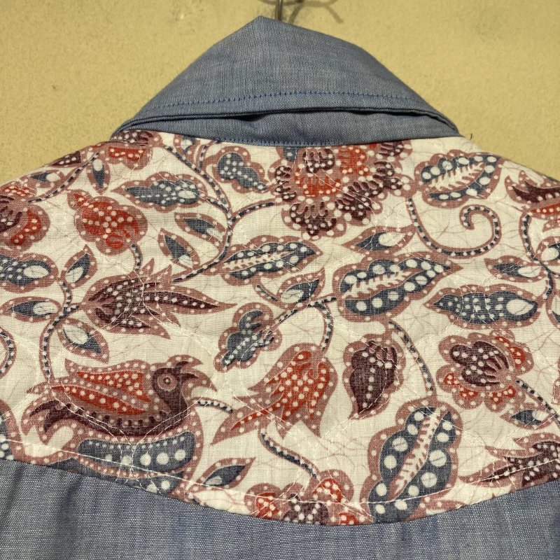画像5: USED 70's Alfie CALIFORNIA アルフィー キルティング切り替え ヒッピー シャンブレーシャツ BLUE / 250918 (5)