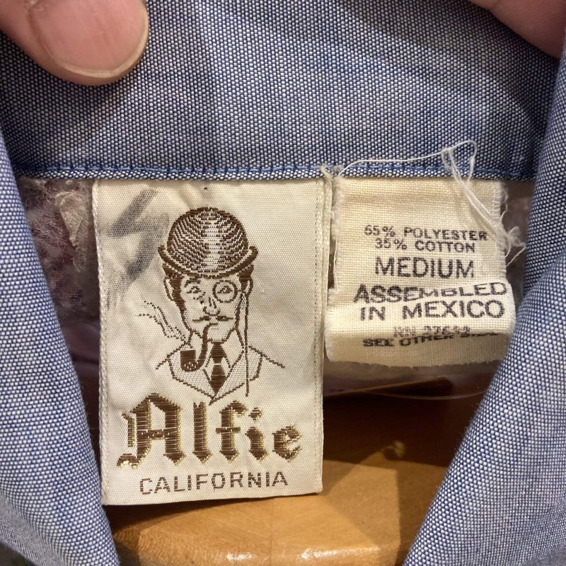 画像3: USED 70's Alfie CALIFORNIA アルフィー キルティング切り替え ヒッピー シャンブレーシャツ BLUE / 250918 (3)