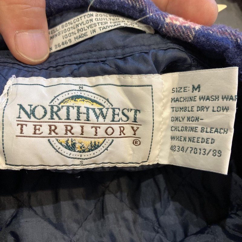 画像3: USED 80's NORTHWEST TERRITORY キルティングネル シャツジャケット 長袖シャツ NVY / 250918 (3)
