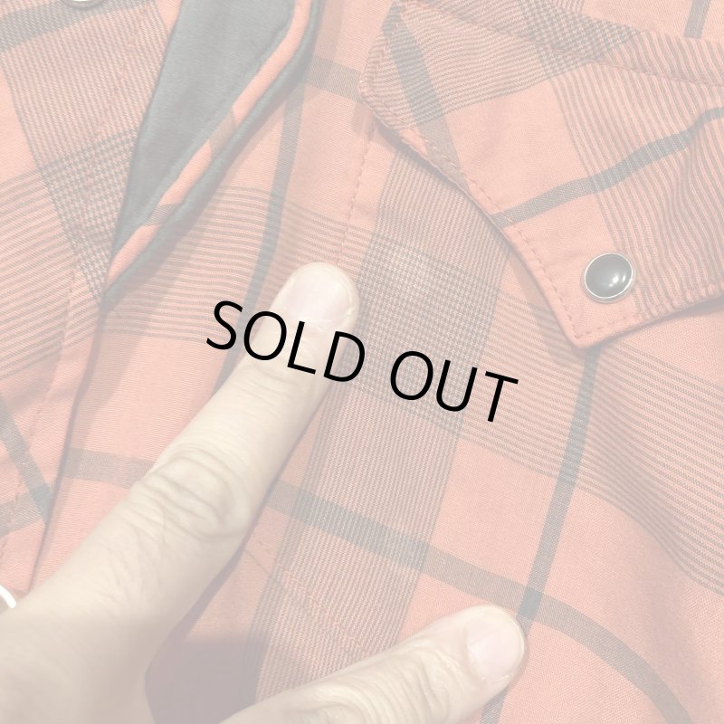 画像8: USED 80's UNKNOWN ヨーク切り替え ウエスタン 長袖シャツ RED×BLK / 250918 (8)