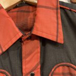 画像4: USED 80's UNKNOWN ヨーク切り替え ウエスタン 長袖シャツ RED×BLK / 250918 (4)
