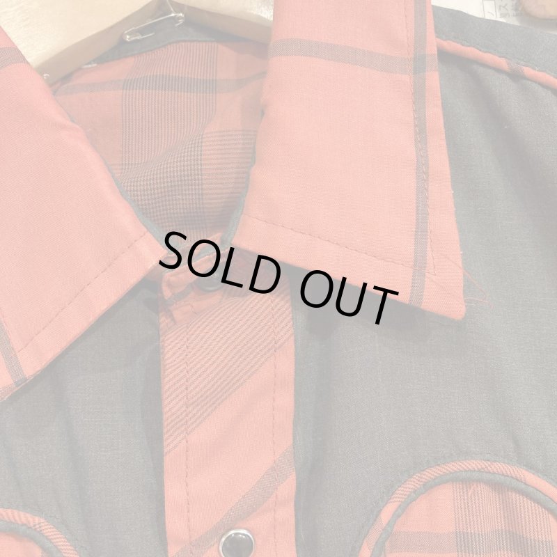 画像4: USED 80's UNKNOWN ヨーク切り替え ウエスタン 長袖シャツ RED×BLK / 250918 (4)