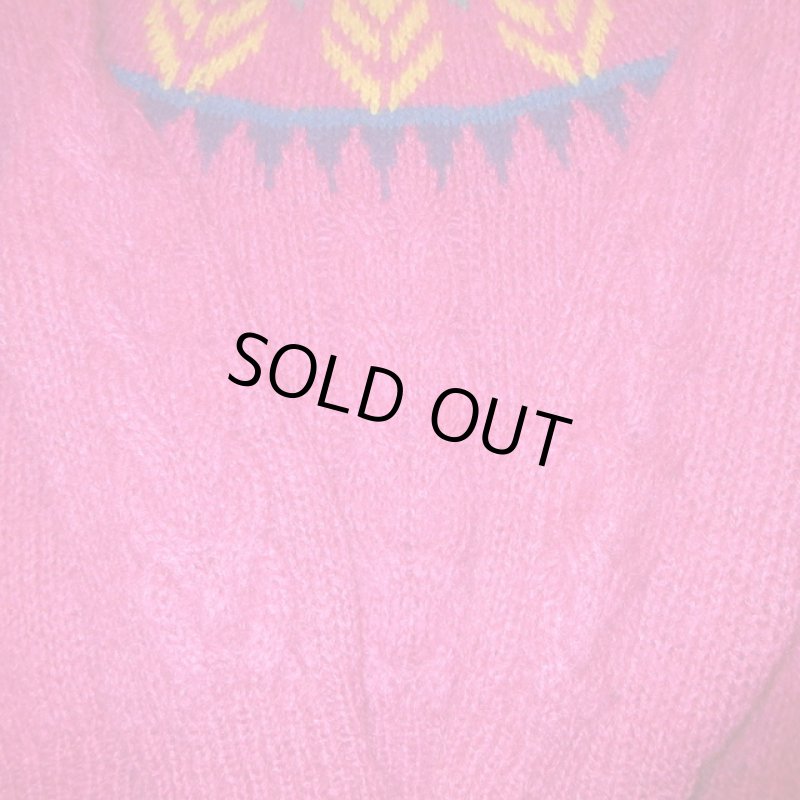 画像7: 古着 80's FORENZA モヘア混 ノルディックセーター PINK / 190115 (7)