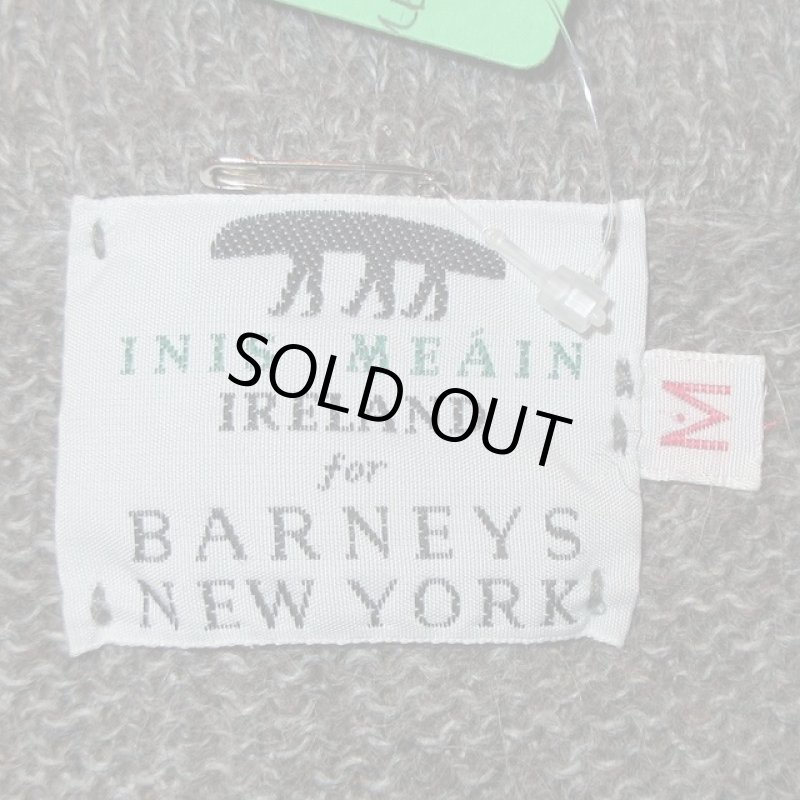 画像3: 古着 90's BARNEYS NEW YORK バーニーズニューヨーク INIS MEAIN アルパカウール レタードカーディガン ニットカーディガン GRY / 190115 (3)