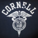 画像3: 古着 70's UNKNOWN CORNELL カレッジ系 ドラポケ フロッキープリント スウェットパーカ NVY /190115 (3)