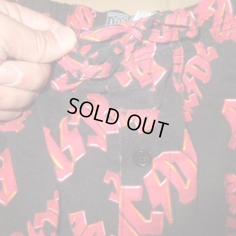 画像5: 古着 00's AC DC ROCKWARE ロゴ 総柄 イージーパンツ BLK×RED / 190410 (5)