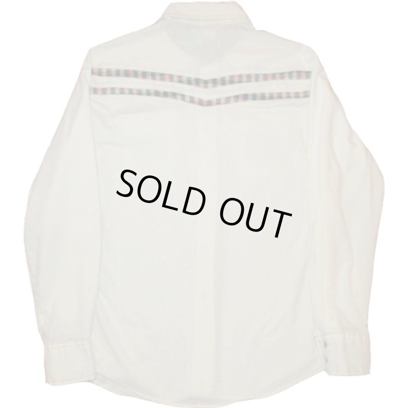 画像2: 古着 70's Alfie アルフィー チェック切り替え ナチュラル 長袖シャツ NAT /190404 (2)