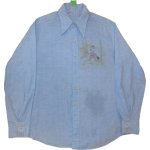 画像2: 古着 70's UNKNOWN バックスバニー プリント シャンブレーシャツ BLUE /190403 (2)