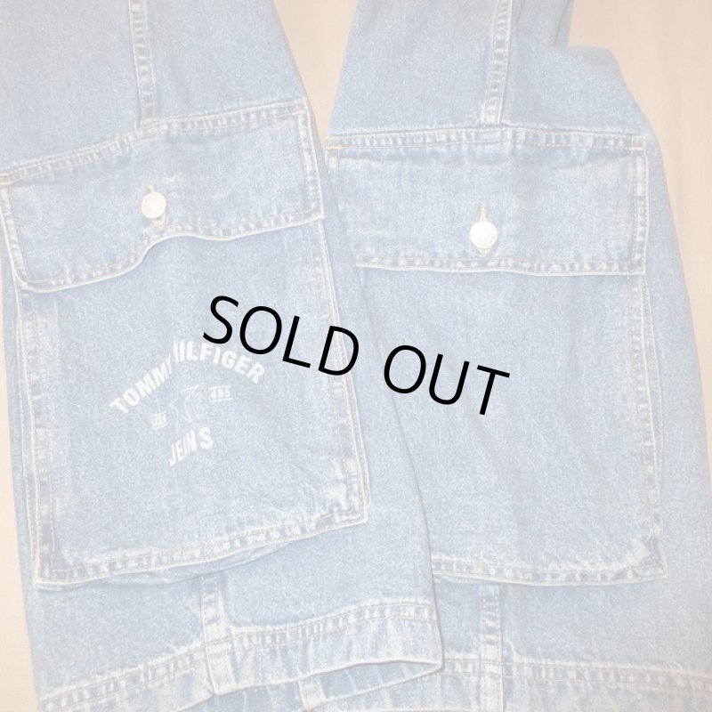 画像2: 古着 90's TOMMY HILFIGER トミーヒルフィガー 変形 デニム カーゴパンツ BLUE /190512 (2)