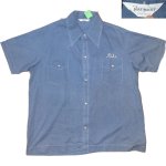 画像1: 古着 70's NAT NAST ナットナスト 天然石ボタン ボーリングシャツ 半袖シャツ BLUE / 190516 (1)