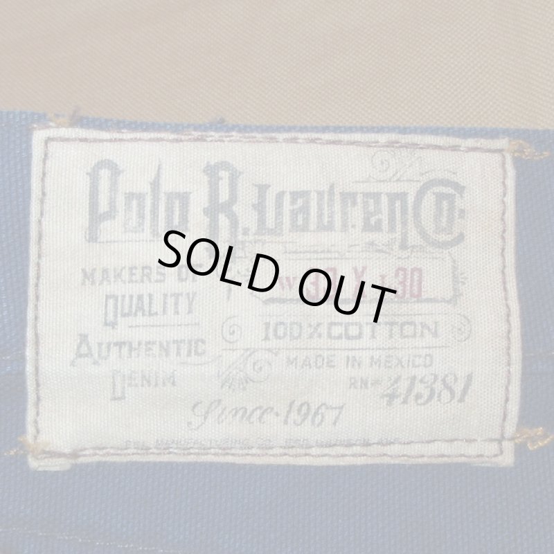 画像3: 古着 00's Ralph Lauren ラルフローレン VARICK SLIM ダック パンツ 後染めBLUE /190619 (3)