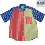 画像1: 古着 90's KORET クレイジーパターン ストライプ 半袖シャツ MIX / 190701 (1)