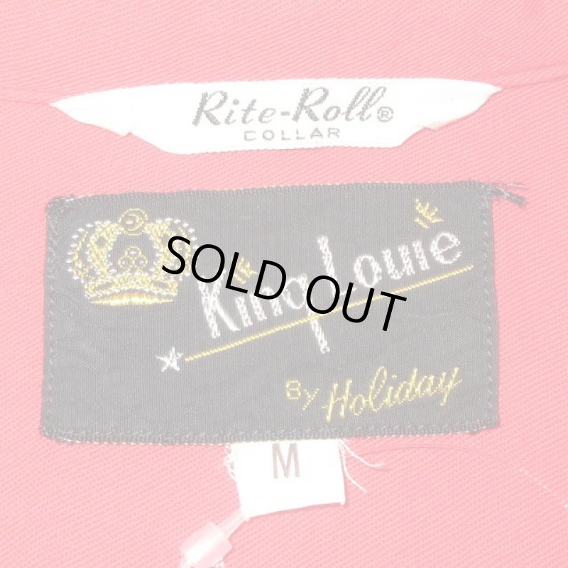 画像7: 古着 50's KING LOUIE キングルイ チェーンステッチ刺繍 レーヨン ボーリングシャツ RED / 190728 (7)