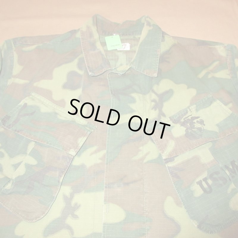 画像4: 古着 60's USMC ERDL ミリタリー ファティーグ ジャケット リーフカモ /190903 (4)