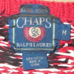 画像4: 古着 80's CHAPS by Ralph Lauren ラルフローレン 雪柄 ネイティヴ柄 コットンニット セーター RED / 191031 (4)