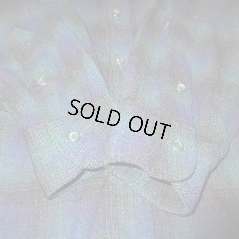 画像6: 古着 50's PENDLETON ペンドルトン ウールマーク無し ウールシャツ オンブレCHK / 200201 (6)