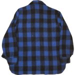 画像2: 古着 80's milTan ブロックチェック ハーフジップ ウールシャツ BLUE×BLK / 200201 (2)