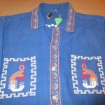画像3: 古着 70's LOS COFRADES ガテマラ刺繍 民族シャツ BLUE  / 200226 (3)