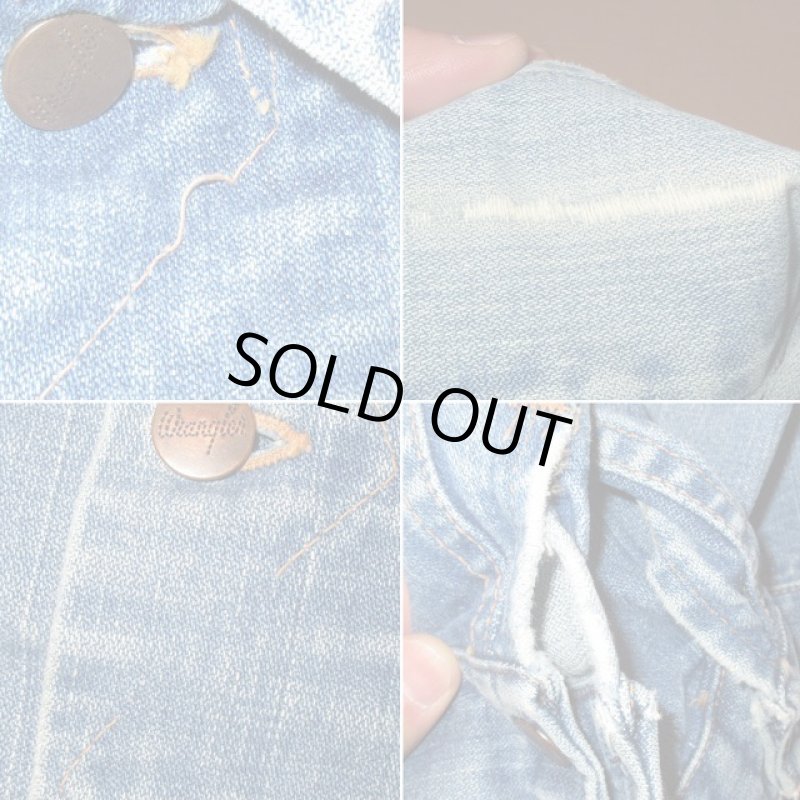 画像7: 古着 70's Wrangler ラングラー パッチリメイク デニムジャケット USA製 BLUE / 200308 (7)