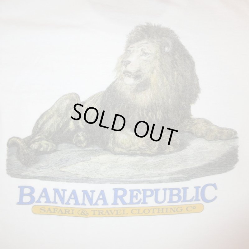 画像3: 古着 80's BANANA REPUBLIC SAFARI&TRAVEL バナナリパブリック サファリ＆トラベル ライオン 胸ポケ Tシャツ WHT / 200601 (3)