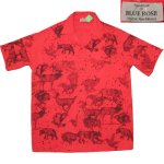 画像1: 古着 00's BLUE ROSE アニマルプリント 半袖シャツ RED / 200526 (1)