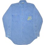画像2: 古着 80's Coldwater Creek オウム ペイント コットンシャツ BLUE /200615 (2)