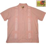 画像1: 古着 00's HABAND GUAYABERA グアヤベラ ジップアップ キューバシャツ PINK / 200526 (1)
