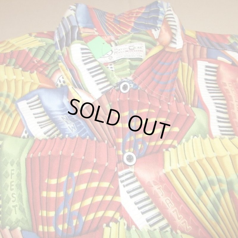 画像5: 古着 00's BAYOU WEAR バイユーウェア NEW ORLENS JAZZ FEST レーヨンシャツ 半袖シャツ MIX / 200630 (5)