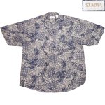 画像1: 古着 80's SUMMA バンダナ柄 シルクシャツ 半袖シャツ NVY / 200630 (1)