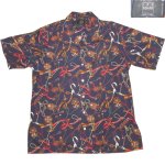 画像1: 古着 00's IKE BEHAR アイクベーハー 総柄 半袖シャツ アメリカ製 NVY / 200630 (1)