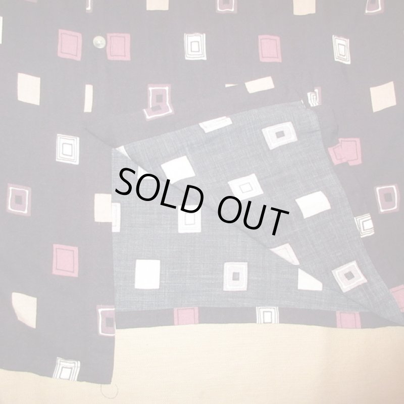 画像6: USED 90's CAMPIA MODA アトミック柄 レーヨン 半袖シャツ BLK / 200727 (6)