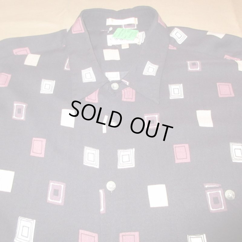 画像5: USED 90's CAMPIA MODA アトミック柄 レーヨン 半袖シャツ BLK / 200727 (5)