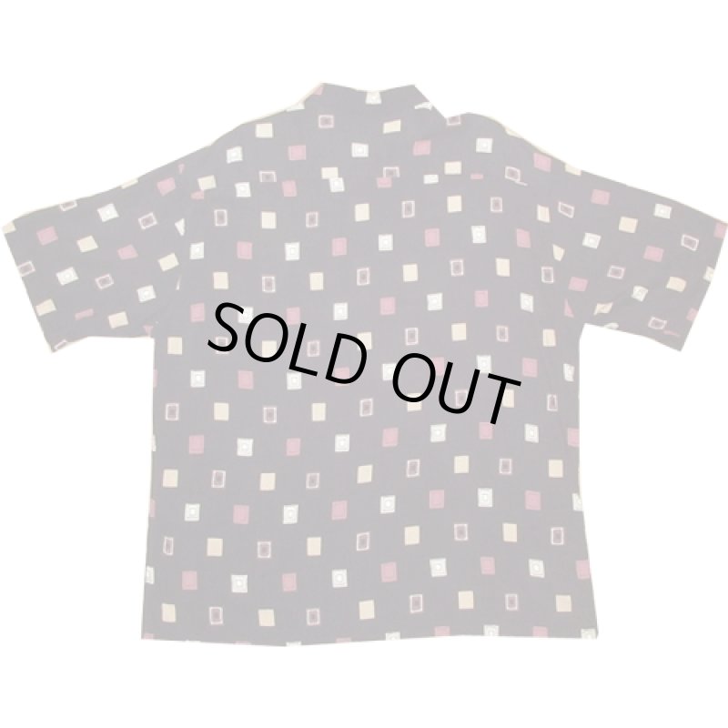 画像2: USED 90's CAMPIA MODA アトミック柄 レーヨン 半袖シャツ BLK / 200727 (2)