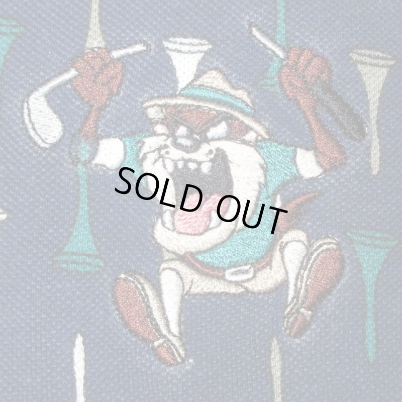 画像4: USED 90's LOONEY TUNES ルーニーテューンズ タズマニアンデビル ポロシャツ NVY / 200815 (4)