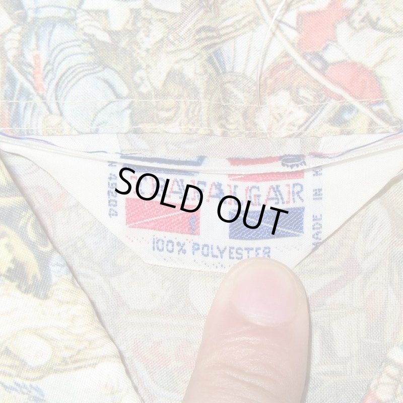 画像3: USED 70's TRAFALGAR 古代 総柄 ポリシャツ MIX / 200920 (3)