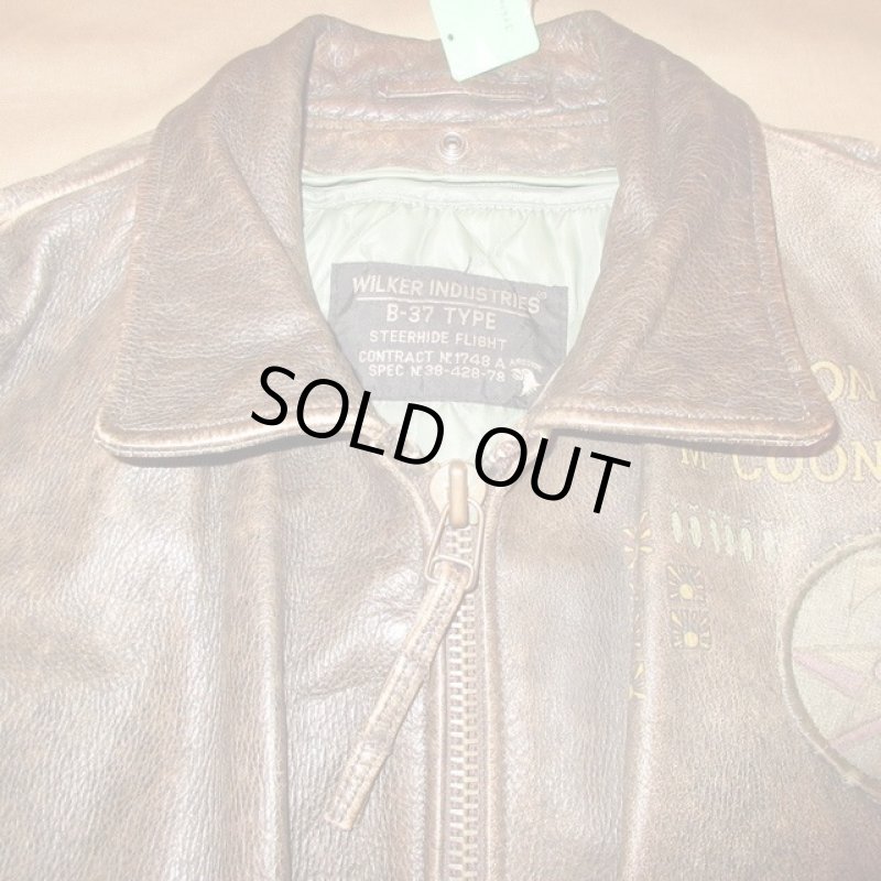 画像7: USED 80's WILKER INDUSTRIES B-37 TYPE レザーフライトジャケット BRW / 210105 (7)