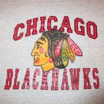 画像3: USED 90's CHAMPION チャンピオン CHICAGO BLACKHAWKS カレッジTシャツ 霜降りGRY / 210115 (3)