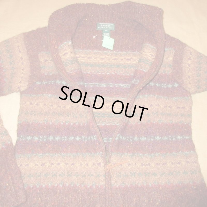 画像5: USED 00's LAUREN Ralph Lauren ネイティヴボーダー ニットカーディガン BUG×BRW / 210118 (5)