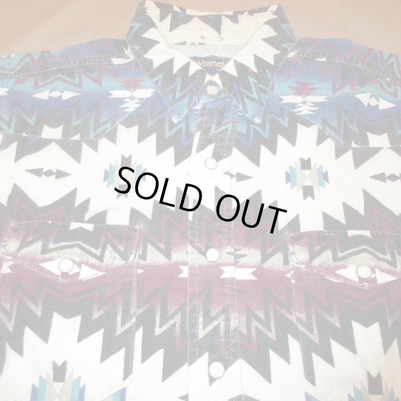 画像4: USED 90's Wrangler ラングラー ネイティヴ柄 ネルシャツ MIX / 210127 (4)