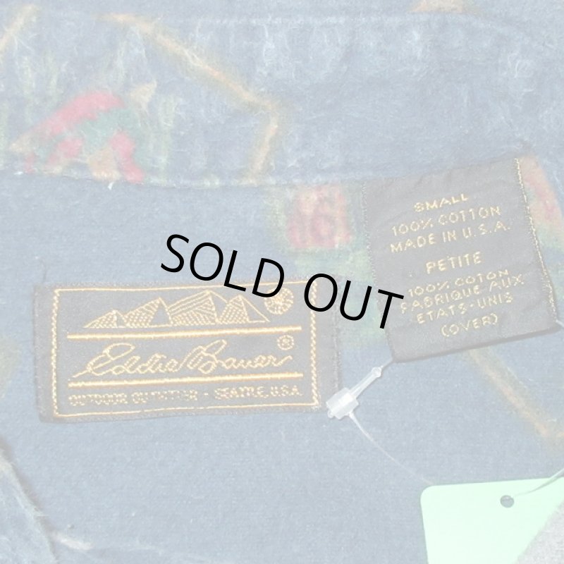 画像3: USED 80's Eddie Bauer エディバウアー 黒タグ ハンティング柄 シャモアクロス ネルシャツ NVY / 210127 (3)