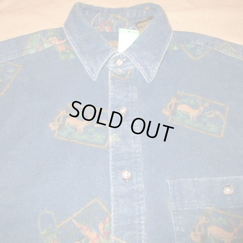 画像5: USED 80's Eddie Bauer エディバウアー 黒タグ ハンティング柄 シャモアクロス ネルシャツ NVY / 210127 (5)