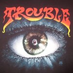 画像1: USED 90's TROUBLE トラブル MANIC FRUSTRATION ストーナーロック Tシャツ BLK / 210203 (1)