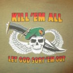 画像3: USED 80's KILL ’EM ALL AIR BORNE 空挺部隊 Tシャツ OLV / 210316 (3)