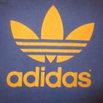 画像3: USED 90's adidas アディダス トレフォイル ロゴ アメリカ製 Tシャツ NVY×YEL / 210315 (3)