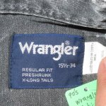 画像3: USED 90's Wrangler ラングラー ケミカルウォッシュ コットン 長袖シャツ BLK×WHT / 210330 (3)