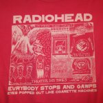 画像1: USED 90's 00's RADIOHEAD レディオヘッド W.A.S.T.E. 長袖 Tシャツ RED / 210524 (1)