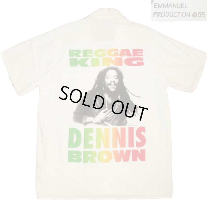 画像1: 美品 90's DENNIS BROWN デニスブラウン レゲエ オープンカラー 半袖シャツ WHT  / 210531 (1)
