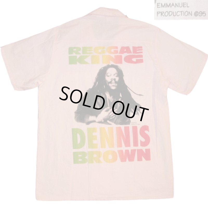 画像1: 美品 90's DENNIS BROWN デニスブラウン レゲエ オープンカラー 半袖シャツ PINK  / 210531 (1)